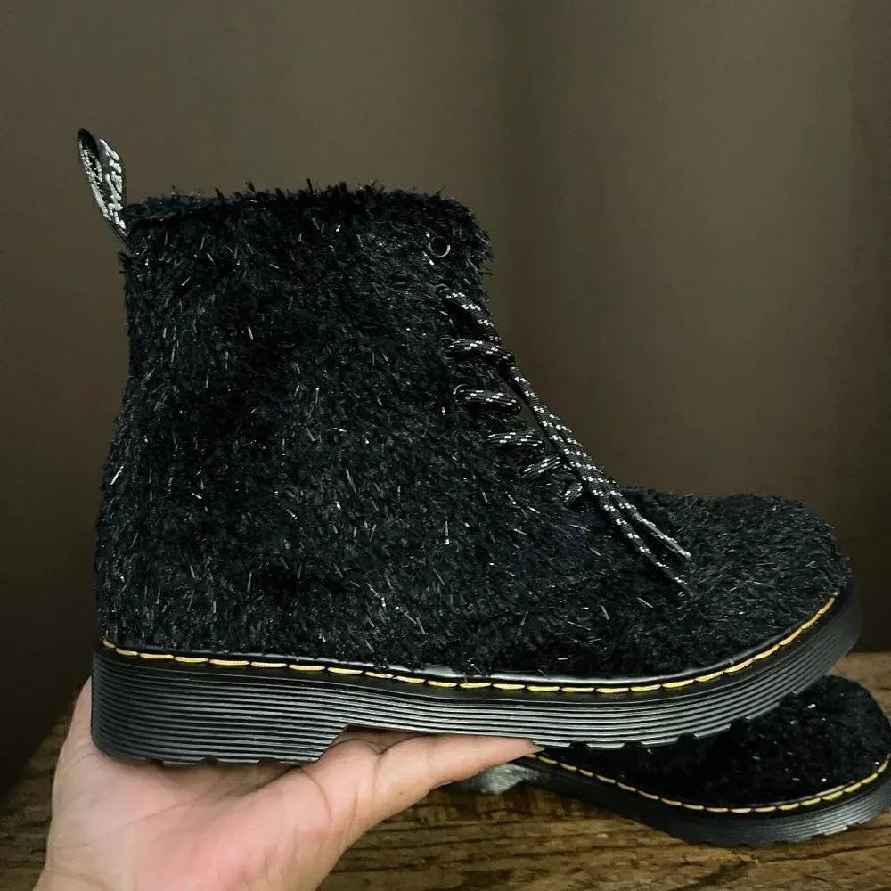 Dr. Marten Juniors New 1460 Pascal Tinsel Fur Lace Up Boots